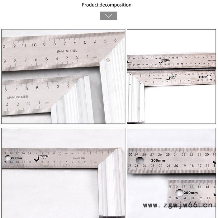 捷科直角尺测量工具直角尺不锈钢角尺加厚拐尺直角角度尺AS-200  AS-300  AS-400 直角尺图2