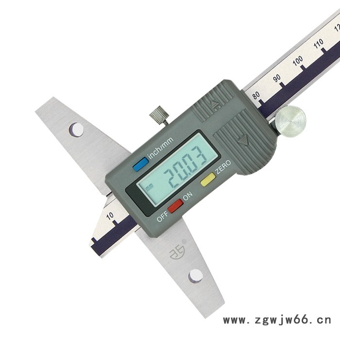 青海青量测量工具电子深度卡尺分辨率0.01mm/0-150mm量程0-300mm淬硬的宽尺座适用于测量深度尺寸图1