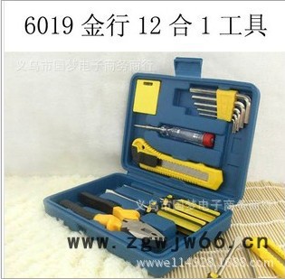 供应亮牌家用工具组合套装批发12合1 五金用品工具箱日用五金工具套件6019图3