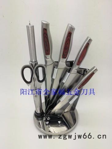 阳江不锈**具  亚克力可旋转套装菜刀七件套Q -7802  厂家批发礼品套刀图3