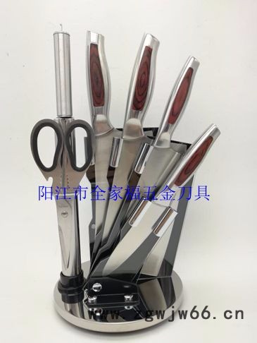 阳江不锈**具  亚克力可旋转套装菜刀七件套Q -7802  厂家批发礼品套刀图2