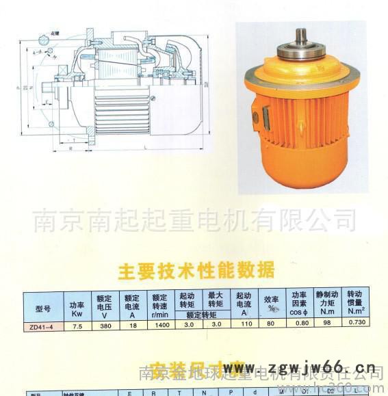 起重电机 ZD 41-4 7.5KW 天津式图3