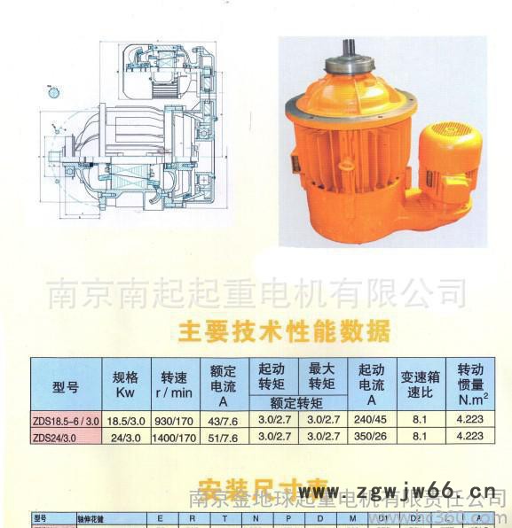 起重电机 ZDS 24/3.0KW  天津式  锥形转子制动电机  双速电机图3