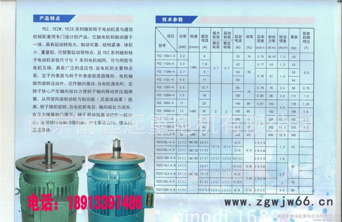 锥形电机 建筑电机 起重电机 YEZ 132-4 7.5KW图2