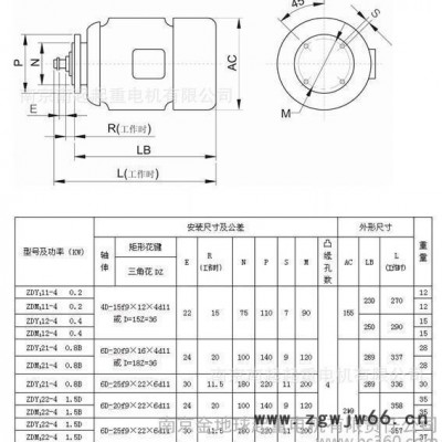 南京起重电机总厂电机 ZDM 121-4 0.8KW B  电动葫芦慢速电机