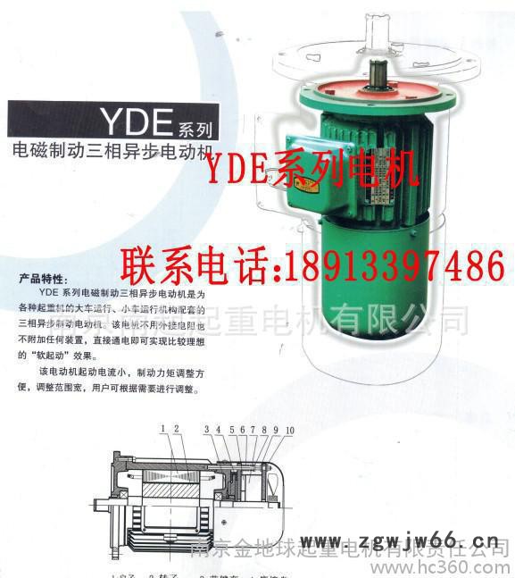 南京起重电机厂YDE软启动电机  电磁制动三项异步电动机图3