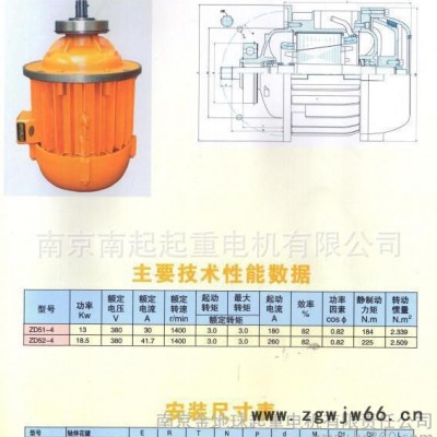 起重电机 天津式  锥形转子制动三相异步电机 ZD 52-4 18.5KW