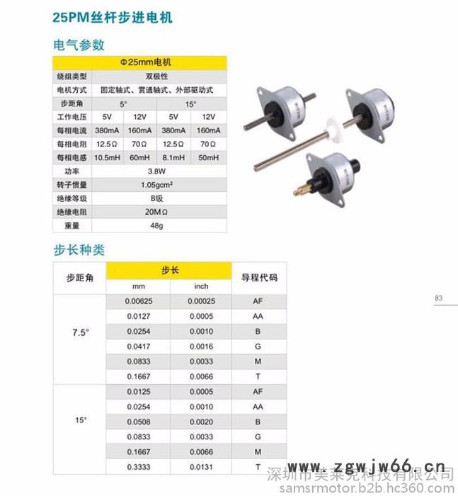 日本山社25PM丝杆步进电机永磁式丝杆步进电机有多种步长可选图2
