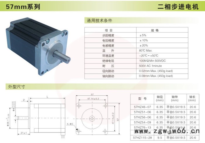 众智达57系列两相步进电机57HZ80-22 厂家现货直销 可定制