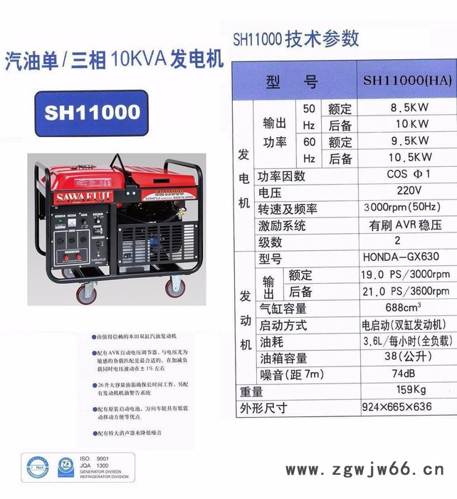 泽藤SAWAFUJI汽油发电机SH11000进口图2