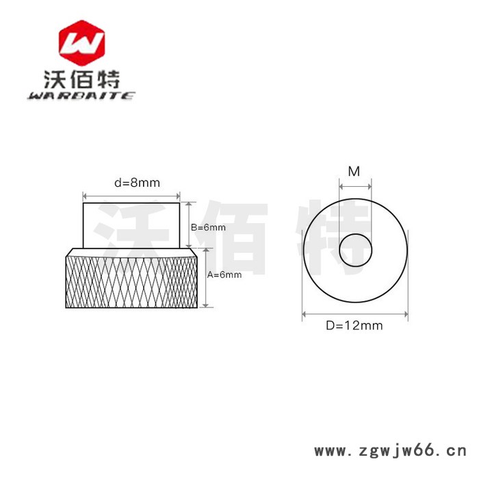 t型滚花手拧螺母 M3M4飞机架相机三脚架紧固件铝合金滚花螺帽通孔图1