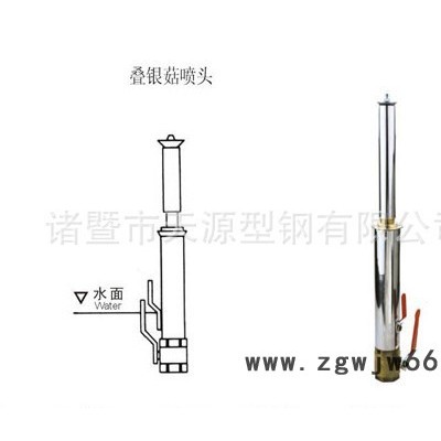 100直批不锈钢喷泉喷头 带阀叠银菇喷头 1寸不锈钢叠银菇喷