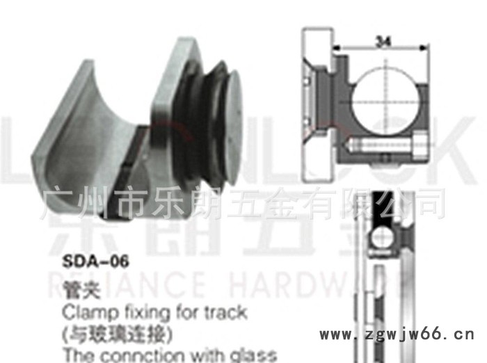 LELONLOCK乐朗淋浴房滚滑门-不锈钢304玻璃管夹 玻璃移门管夹 玻璃门配件图2