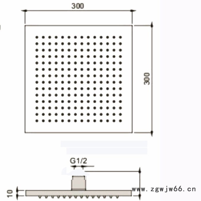 埃马克不锈钢顶喷花洒12寸方形  超薄增压大花洒淋浴喷头 酒店专用图2