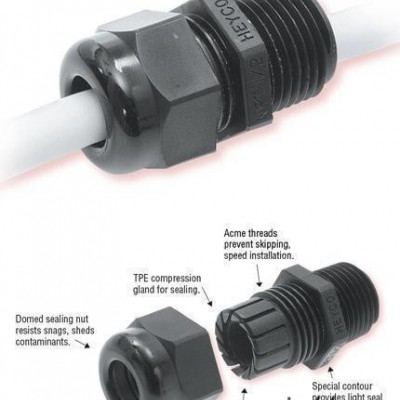 ,Heyco 防水接头,电缆固定头,直通式,NPT牙不带锁紧螺母,3231