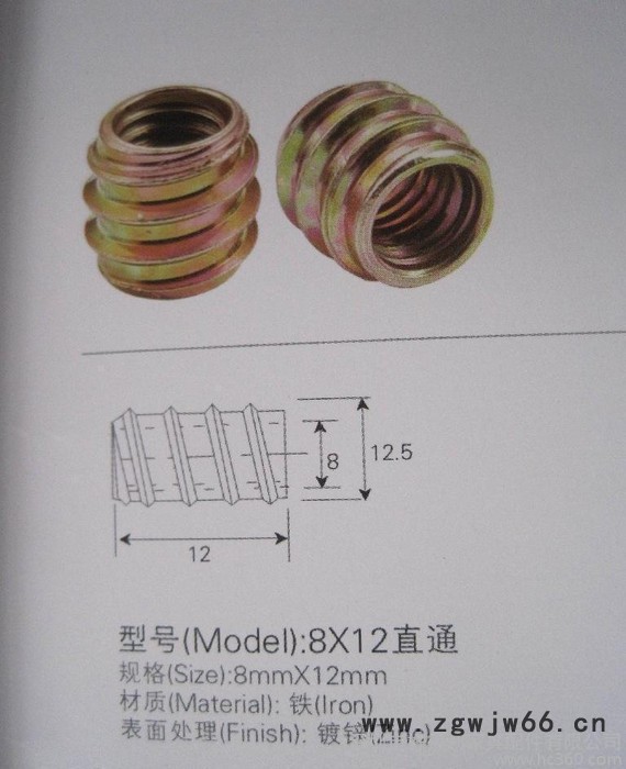 促  直销M6 M8多规格 直通 六角 预埋 铁内外牙 家具螺母图3