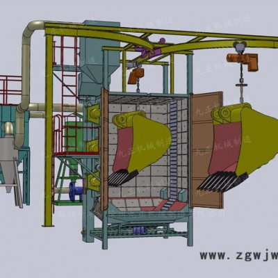 大型吊钩式抛丸机，工程机械结构件，挖斗抛丸机，厂家直供。