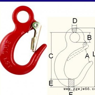 1.5T台湾帕萨克防口小钢钩\进口吊钩/高强度合金钢起重吊具/