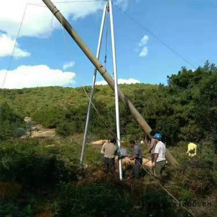 汉中抱箍式铝合金三脚立杆整体加厚型 人字型水泥线杆拔杆图2