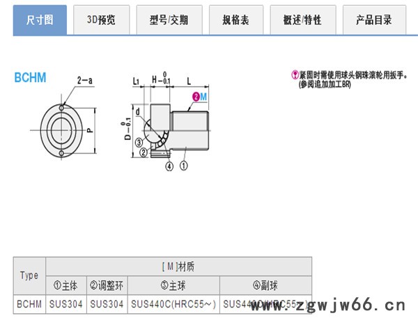 米思米替代品   NCHM  圆螺帽型钢珠滚轮   钢珠/滚珠图2