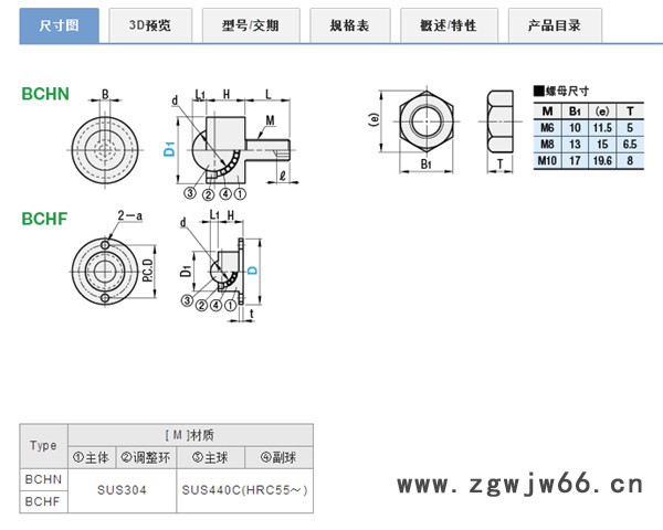 米思米替代品   BCHN  螺帽固定型钢珠滚轮   钢珠/滚珠图2