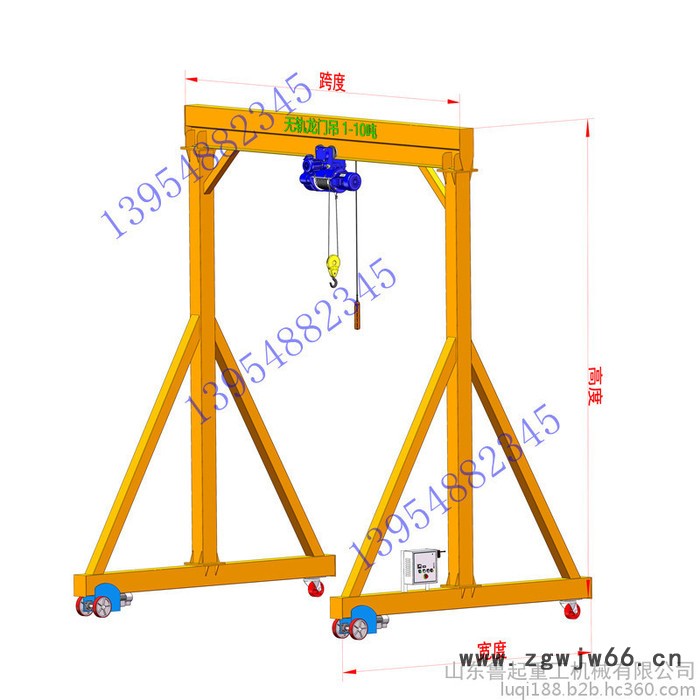 定做鲁起MJ 无轨龙门吊  轨道式小型龙门吊  手推龙门架 电动移动式地轨吊 3吨万向轮胎龙门吊 升降式龙门吊厂家图7