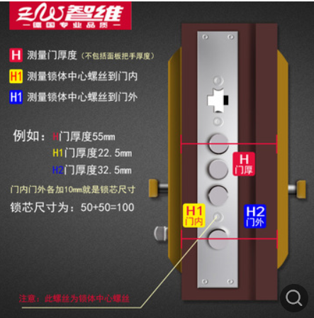 智维超C级叶片锁芯多轨道防盗锁芯全铜钥匙铁盒装8把钥匙定制尺寸图2