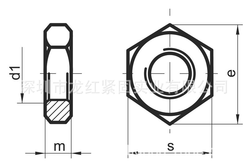 fi_DIN439_CAD_1.不锈钢六角薄螺母 DIN43