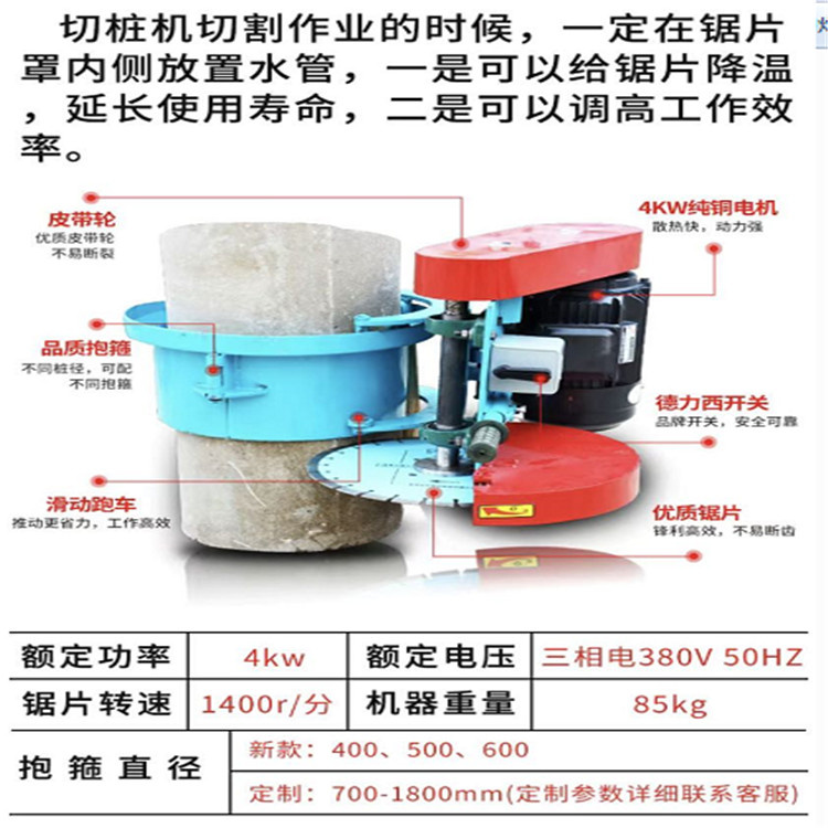 河北石家庄 益工切桩机混凝土抱箍式切桩机马路管柱截桩机