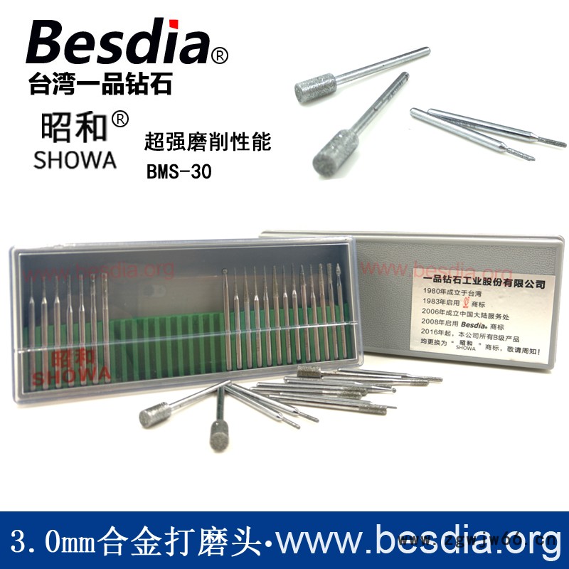 Besdia台湾一品钻石磨棒合金打磨头雕刻针BMS-30 BMS-20 3.0综合组