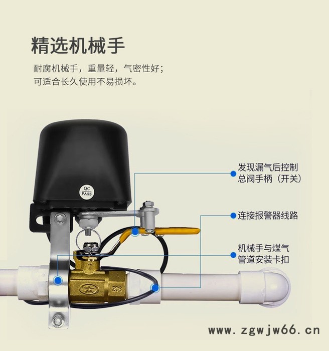 联动燃气报警器带机械手套装厂家厨房燃气报警器探测仪燃气报警器价格厨房报警器图3