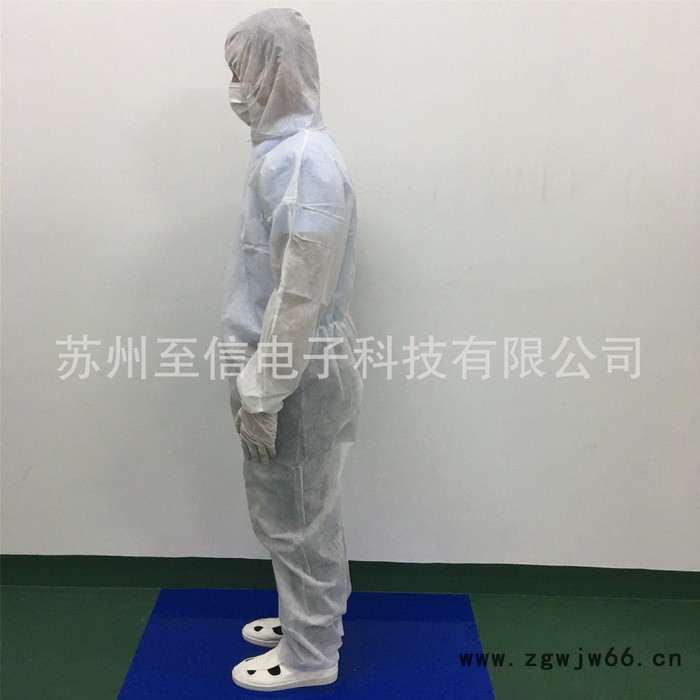 供应一次性无纺布防护服 防尘衣服 隔离连体服 无尘车间工作服  无纺布防护服 一次性白色连体服图5