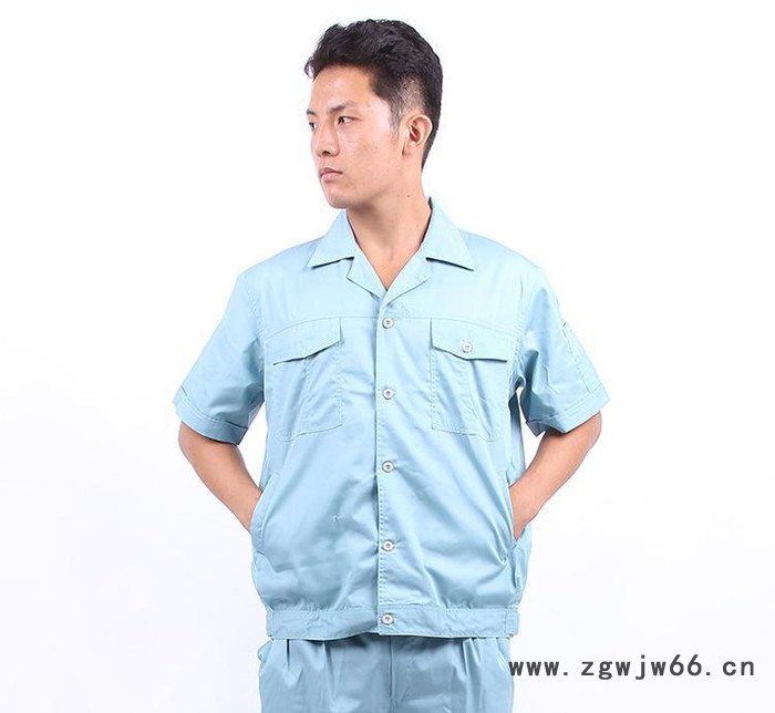 工作服订做 短袖套装 浅色工装定做 劳保工作服 直销 工作服
