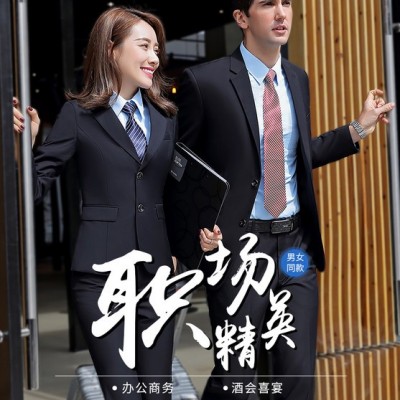 易得 西装职业装女小西装商务工作服套装 西装职业装女小西装商务工作服套装黑色西服