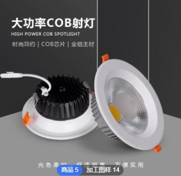 工厂定制COB筒灯 20 30 40瓦LED暗装射灯2.5 3 3.5 5 6 8寸天花灯图3