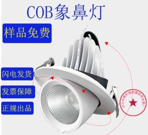 12W 20W 30W服装店背景墙360度可调式LED射灯 工厂直销COB象鼻灯图3