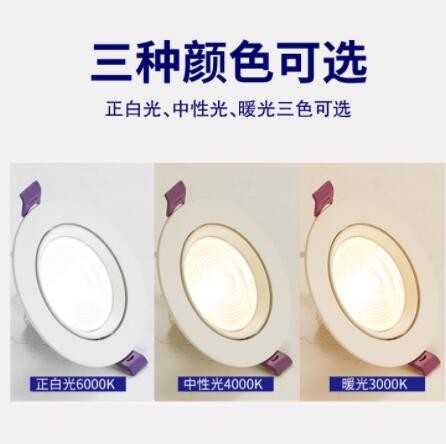 厂家销售网红紫罗兰筒灯三色变光2.5寸5W办公室嵌入式LED射灯图1