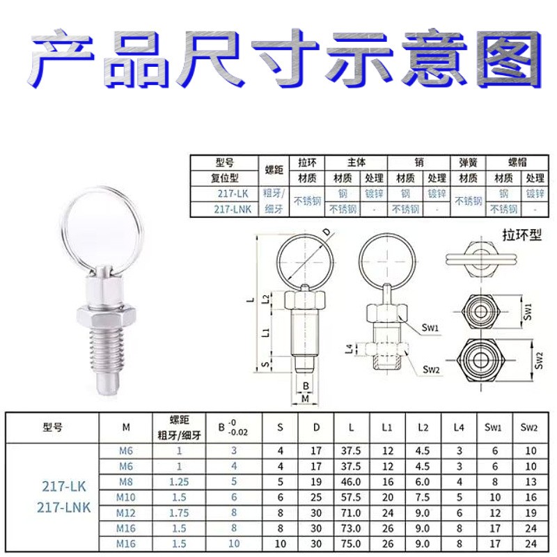 厂家供应旋钮柱塞分度销 弹簧销 拉环分度销 旋钮柱塞圆柱定位销图3